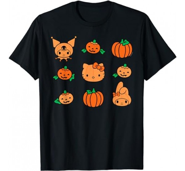 Hello Kitty My Melody Kuromi Pumpkins Halloween T-Shirt Hello Kitty My Melody Kuromi Pumpkins Halloween T-Shirt